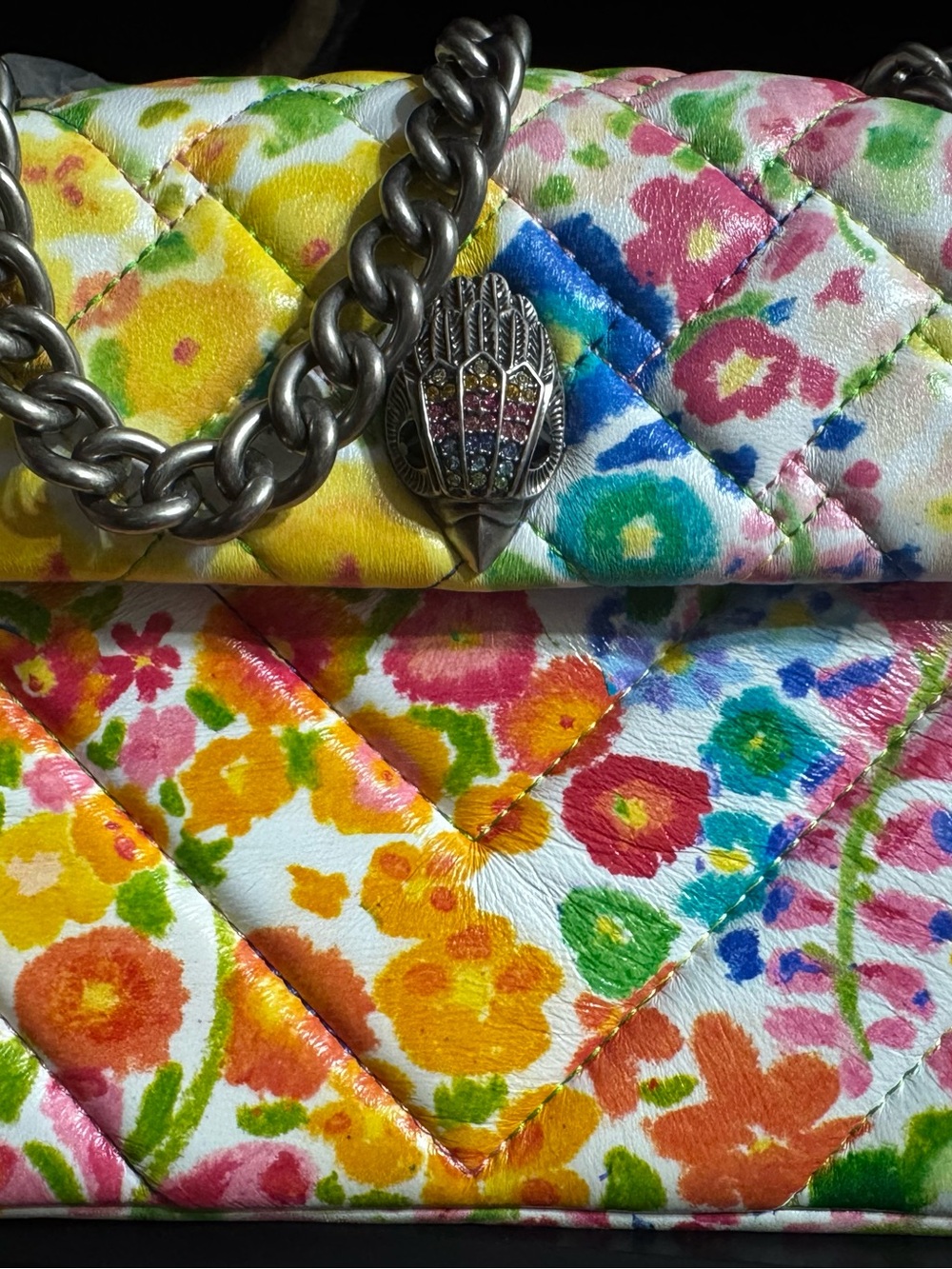 Kurt Geiger The Kensington Multicolor Floral Quilted Shoulder Bag